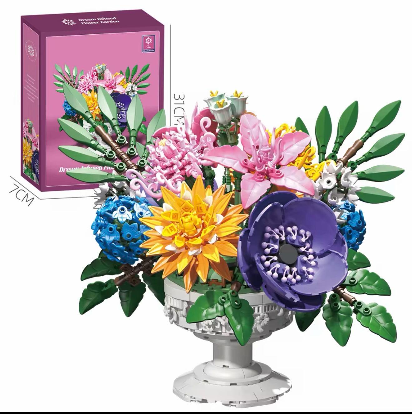 Miniature Flowers Plants Bouquet Building Set