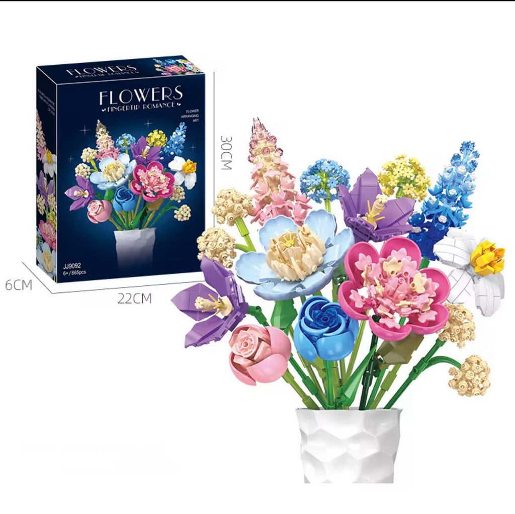 Rose Flowers Plants Bouquet Bouquet Plastic Building Block Set