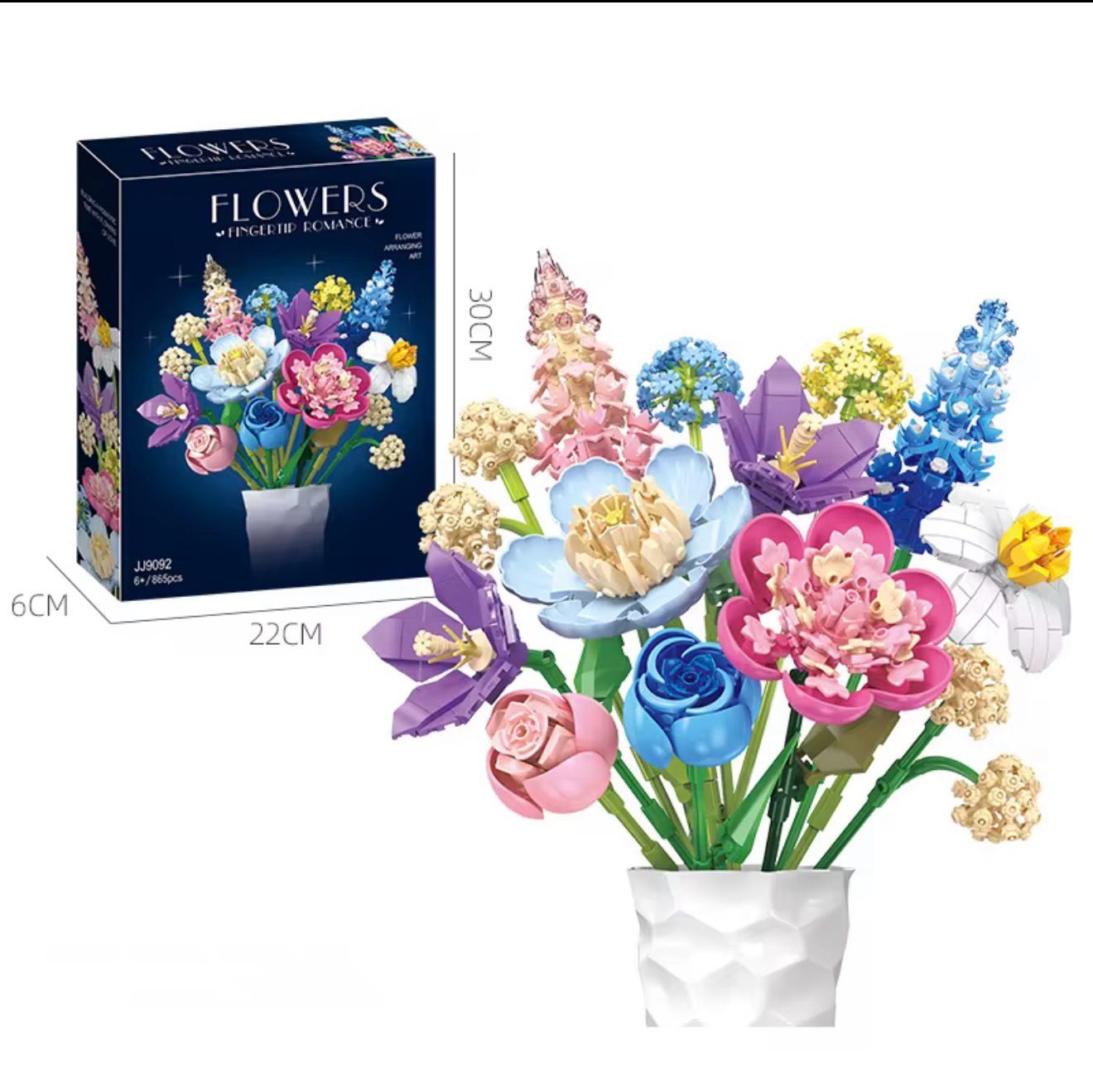 Rose Flowers Plants Bouquet Bouquet Plastic Building Block Set