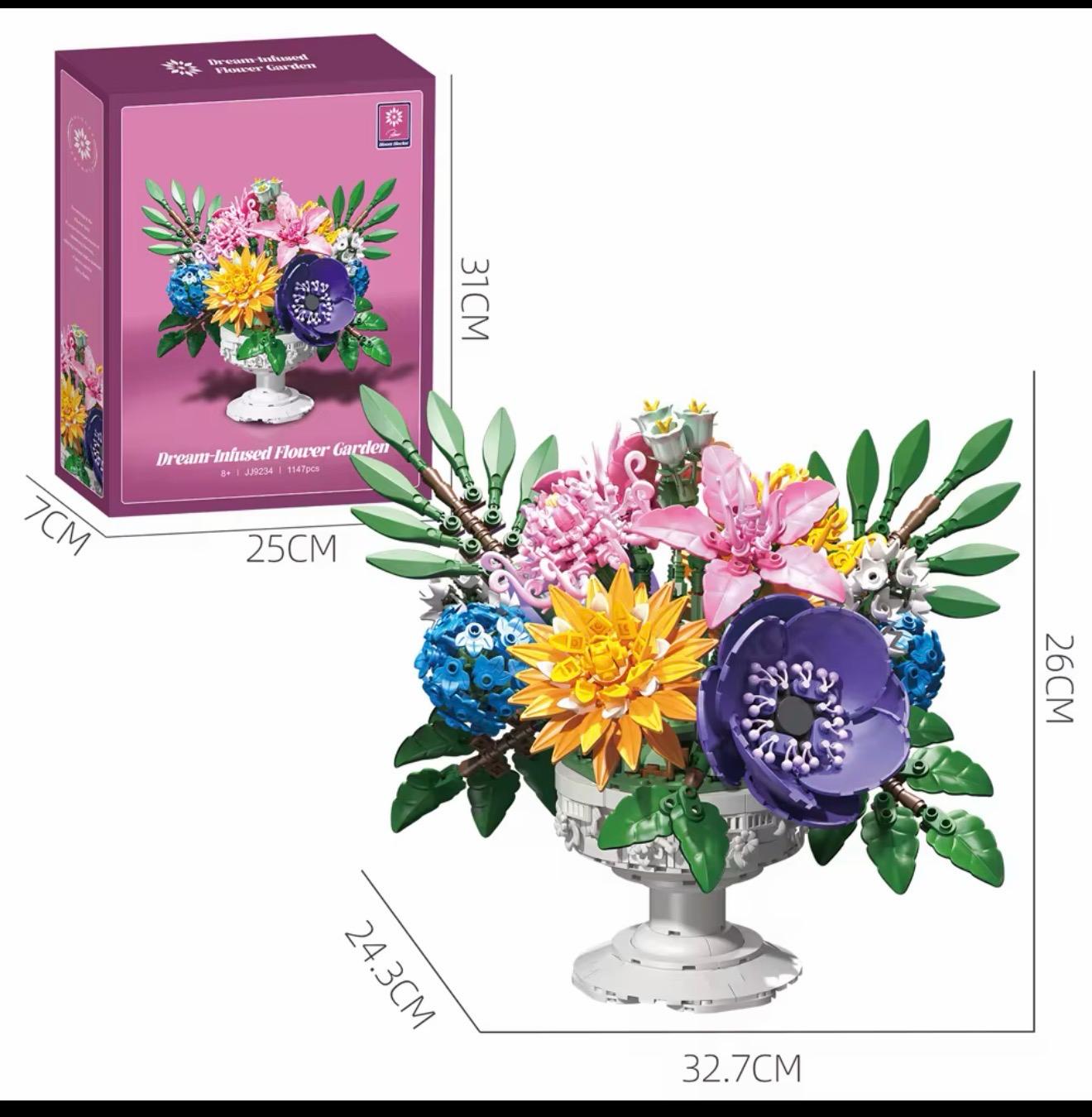 Miniature Flowers Plants Bouquet Building Set