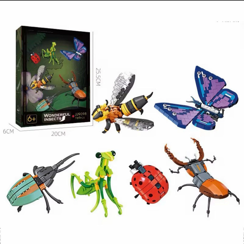 Insect Model Building Blocks Moc Praying Mantis Bee Ladybug Butterfly Brick Diy Toy Home Decor Educational Toy Gift Kid