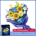 Rose Sunflower Artificial Flower Bouquet Model Bricks Home Decor Educational Building Blocks Floral Collection