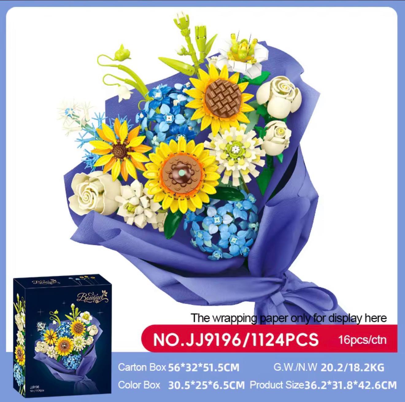 Rose Sunflower Artificial Flower Bouquet Model Bricks Home Decor Educational Building Blocks Floral Collection