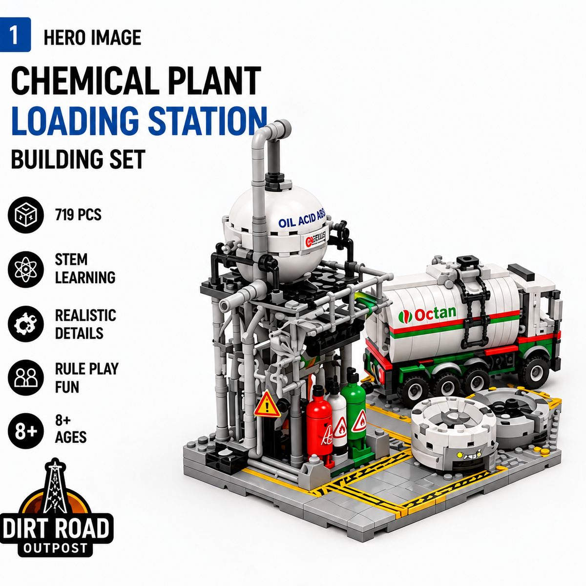 Chemical Plant Loading Station Building Set – 719 Pieces.