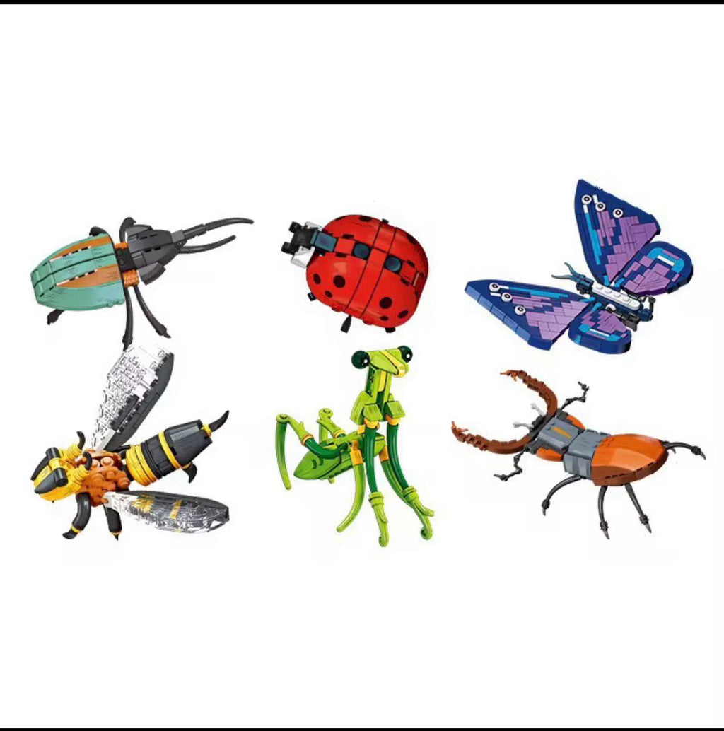 Insect Model Building Blocks Moc Praying Mantis Bee Ladybug Butterfly Brick Diy Toy Home Decor Educational Toy Gift Kid