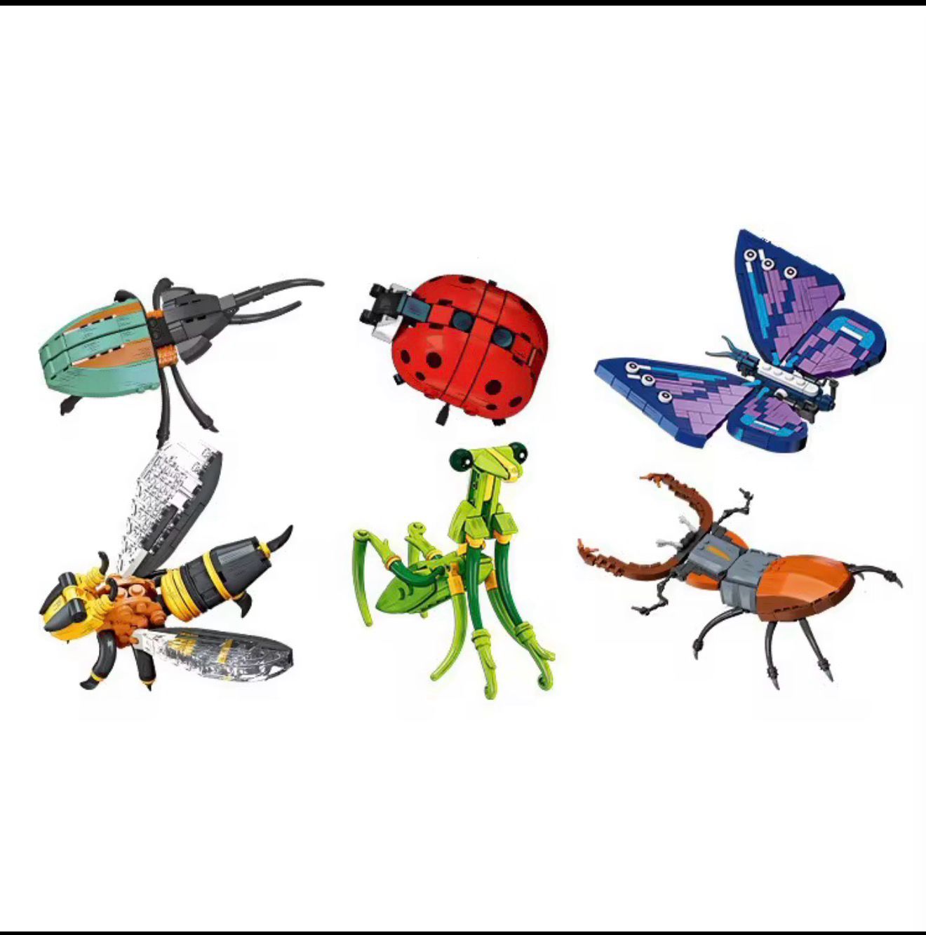 Insect Model Building Blocks Moc Praying Mantis Bee Ladybug Butterfly Brick Diy Toy Home Decor Educational Toy Gift Kid