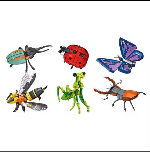 Insect Model Building Blocks Moc Praying Mantis Bee Ladybug Butterfly Brick Diy Toy Home Decor Educational Toy Gift Kid