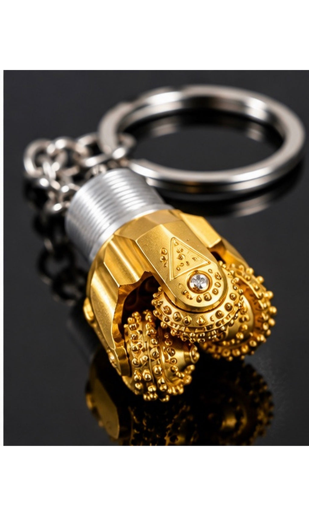 Oilfield Drill Bit Keychain – Rotating Roller Cone Design
