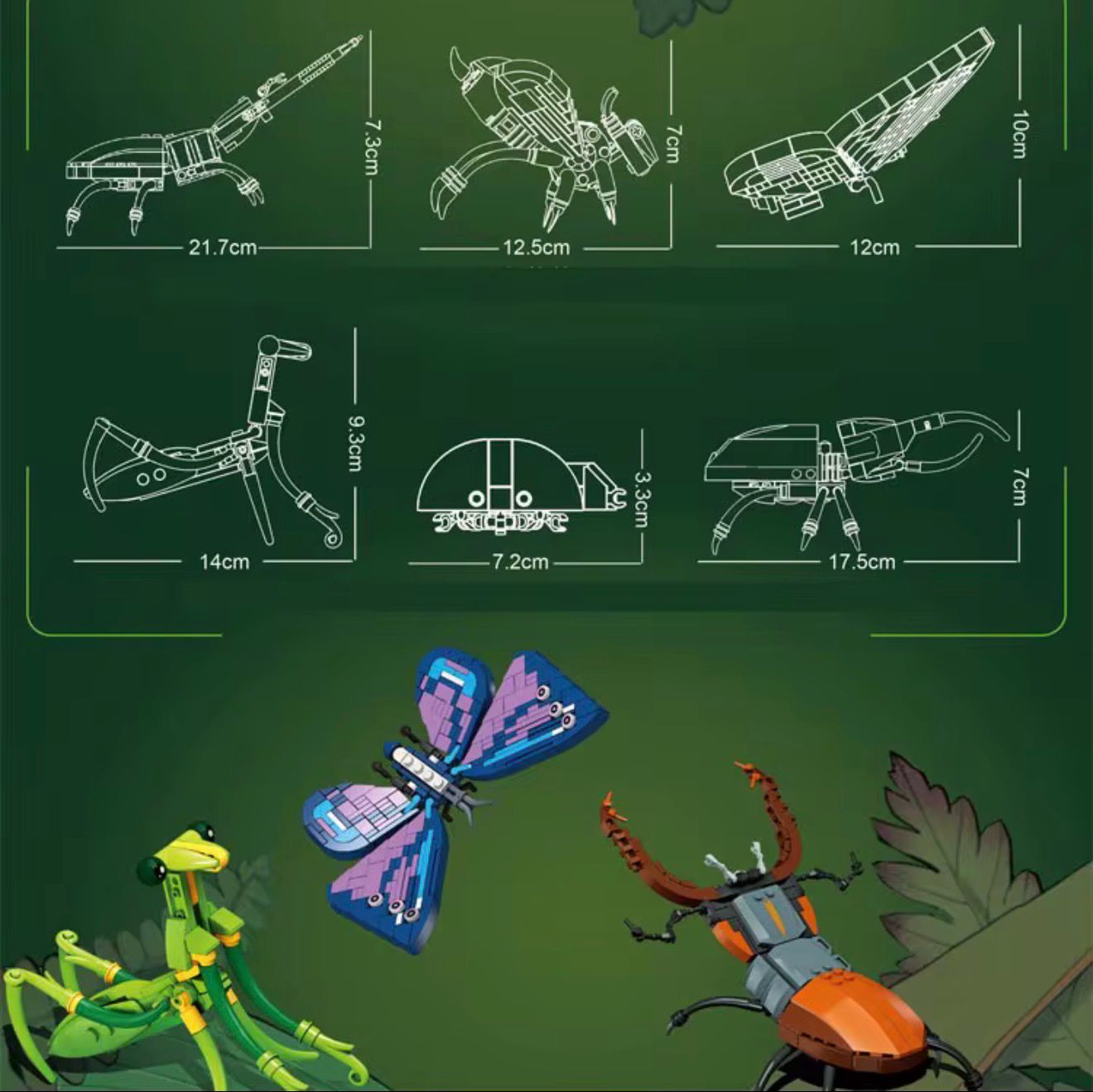 Insect Model Building Blocks Moc Praying Mantis Bee Ladybug Butterfly Brick Diy Toy Home Decor Educational Toy Gift Kid