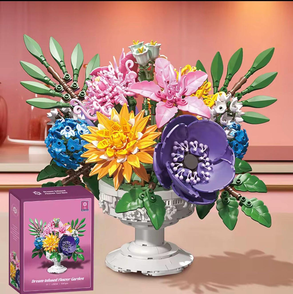 Miniature Flowers Plants Bouquet Building Set