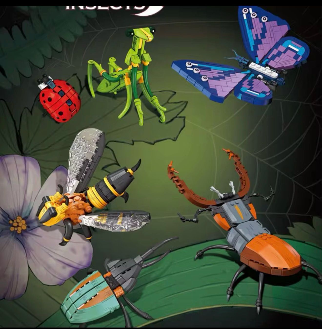 Insect Model Building Blocks Moc Praying Mantis Bee Ladybug Butterfly Brick Diy Toy Home Decor Educational Toy Gift Kid