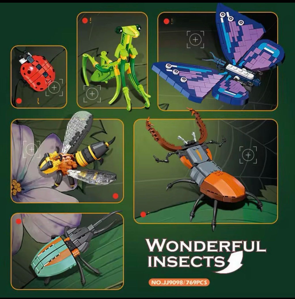 Insect Model Building Blocks Moc Praying Mantis Bee Ladybug Butterfly Brick Diy Toy Home Decor Educational Toy Gift Kid