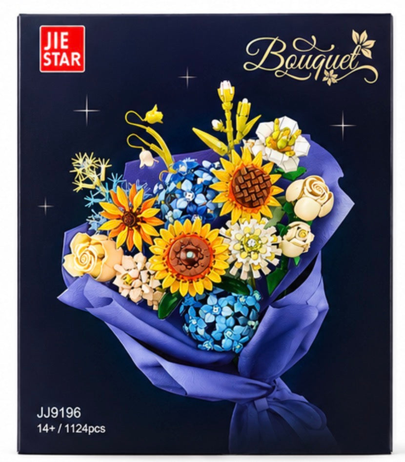Sunflower & Rose Flower Bouquet Building Block Set – 1,124 Pieces