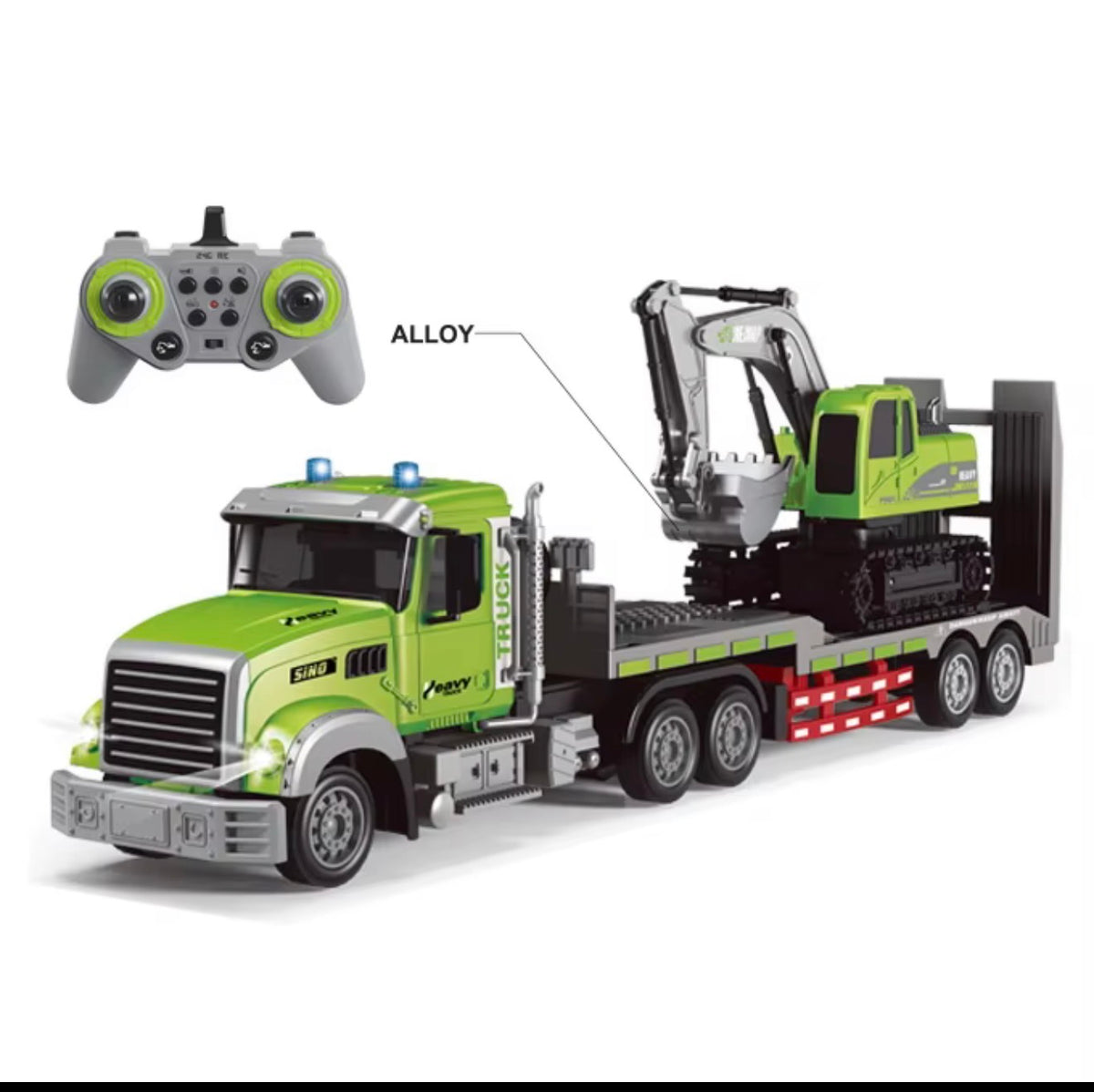 RC Semi Truck & Trailer with Excavator – QH9010D