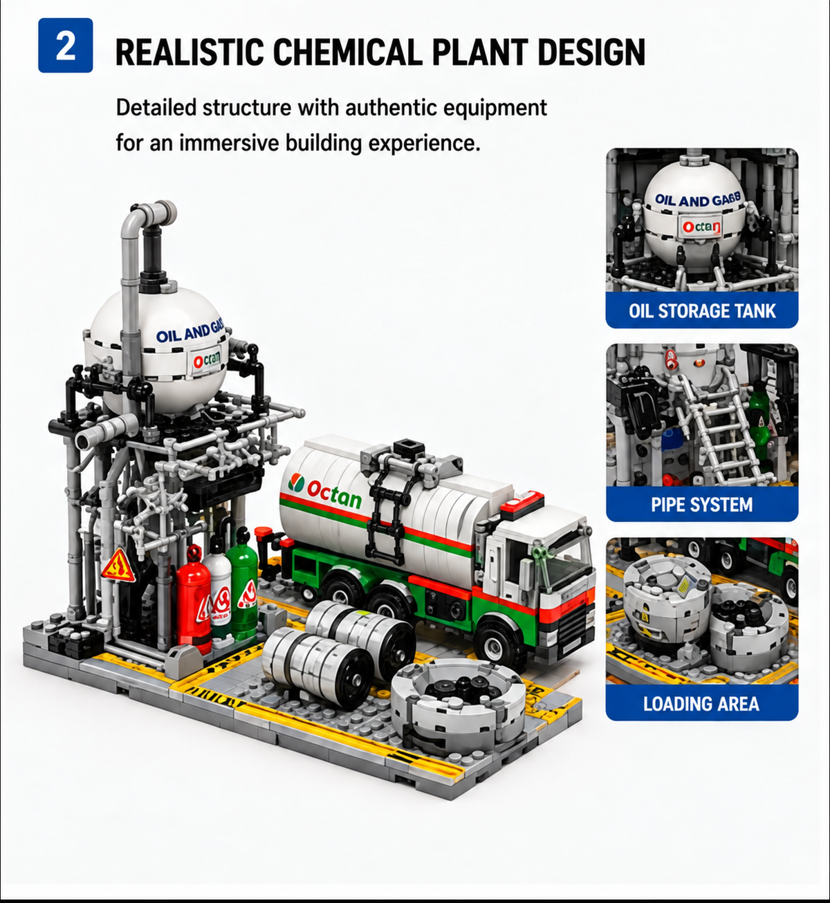 Chemical Plant Loading Station Building Set – 719 Pieces.