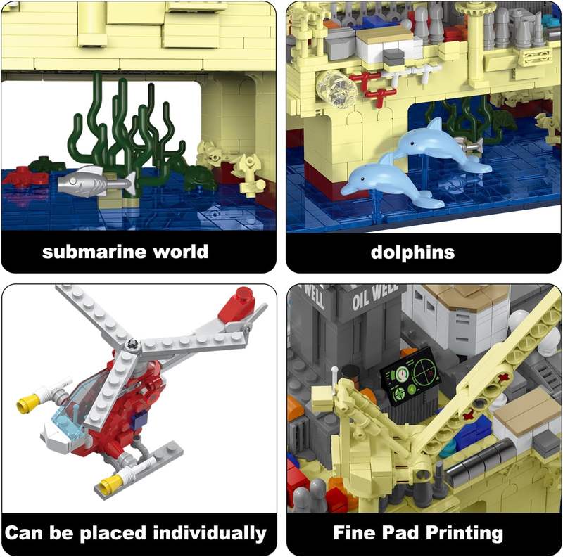 Deep Sea Oil Rig Building Kit for Kids Educational DIY Toy with Submarine & Ocean Explorer Features
