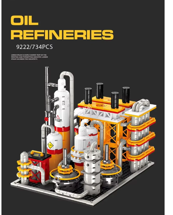 Refining Pipeline Assembly Pumping City Street View Building Block Toy