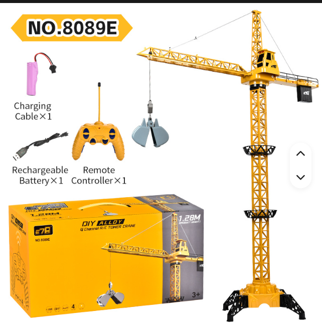 RC Tower Crane for Kids - 50.4 Inches Remote Control Crane Toy