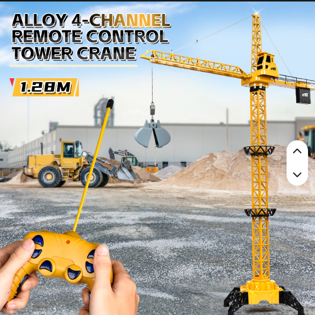 RC Tower Crane for Kids - 50.4 Inches Remote Control Crane Toy