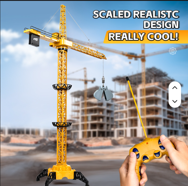 RC Tower Crane for Kids - 50.4 Inches Remote Control Crane Toy