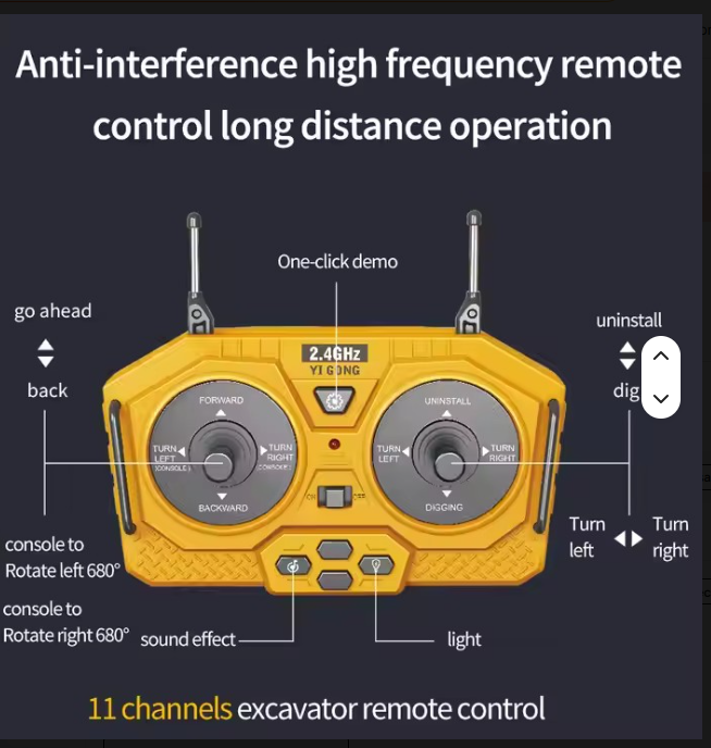 RC Excavator
11-Channel Alloy Remote Control Excavator