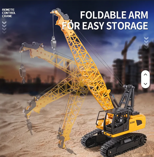 RC Crawler Cranes Truck Toy with Rotatable Fuselage Workbench and Liftable Robotic Arm