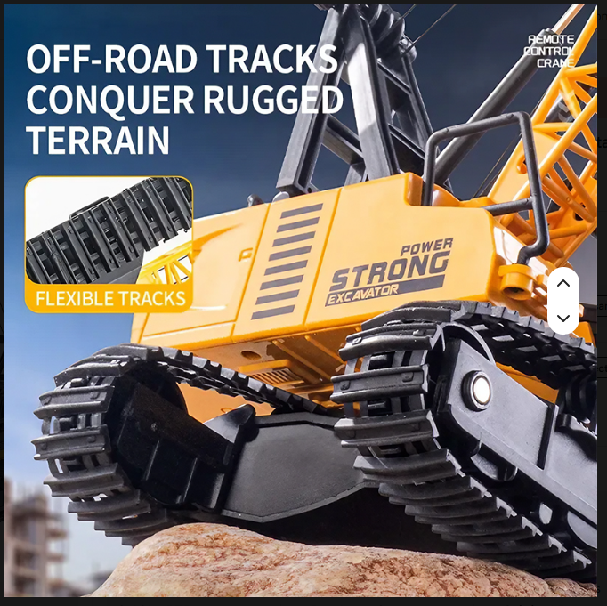 RC Crawler Cranes Truck Toy with Rotatable Fuselage Workbench and Liftable Robotic Arm