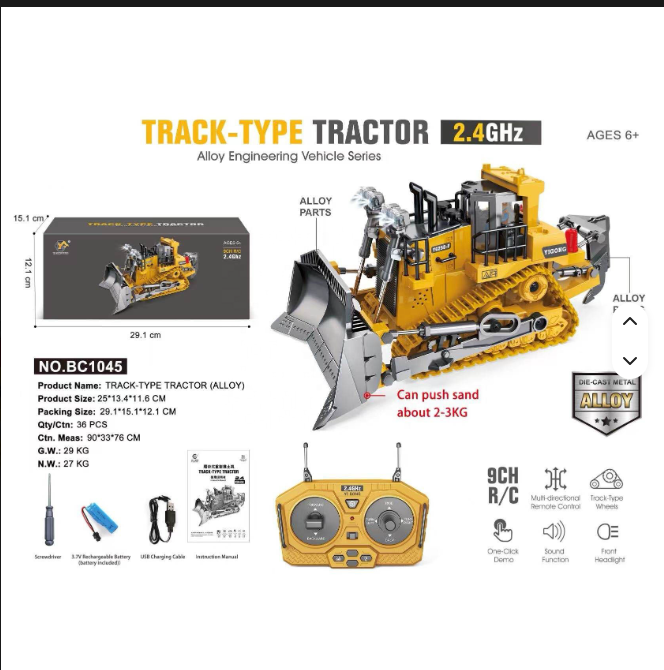 RC Bulldozer Toy for Kids 11-Channel Remote Control
